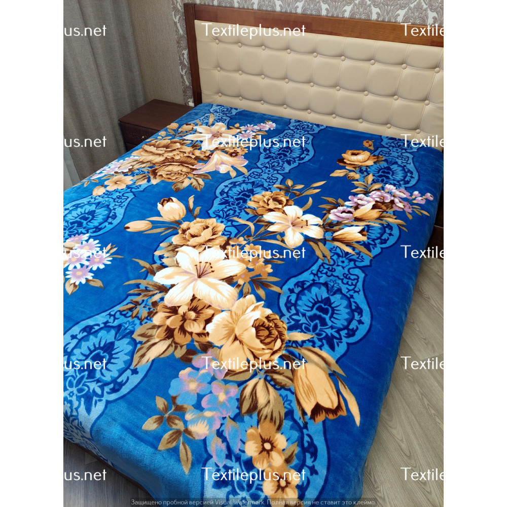 Плед - акрилова ковдра Vitas Korea Stile - Flowers Blue