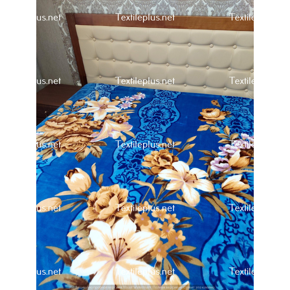 Плед - акрилова ковдра Vitas Korea Stile - Flowers Blue