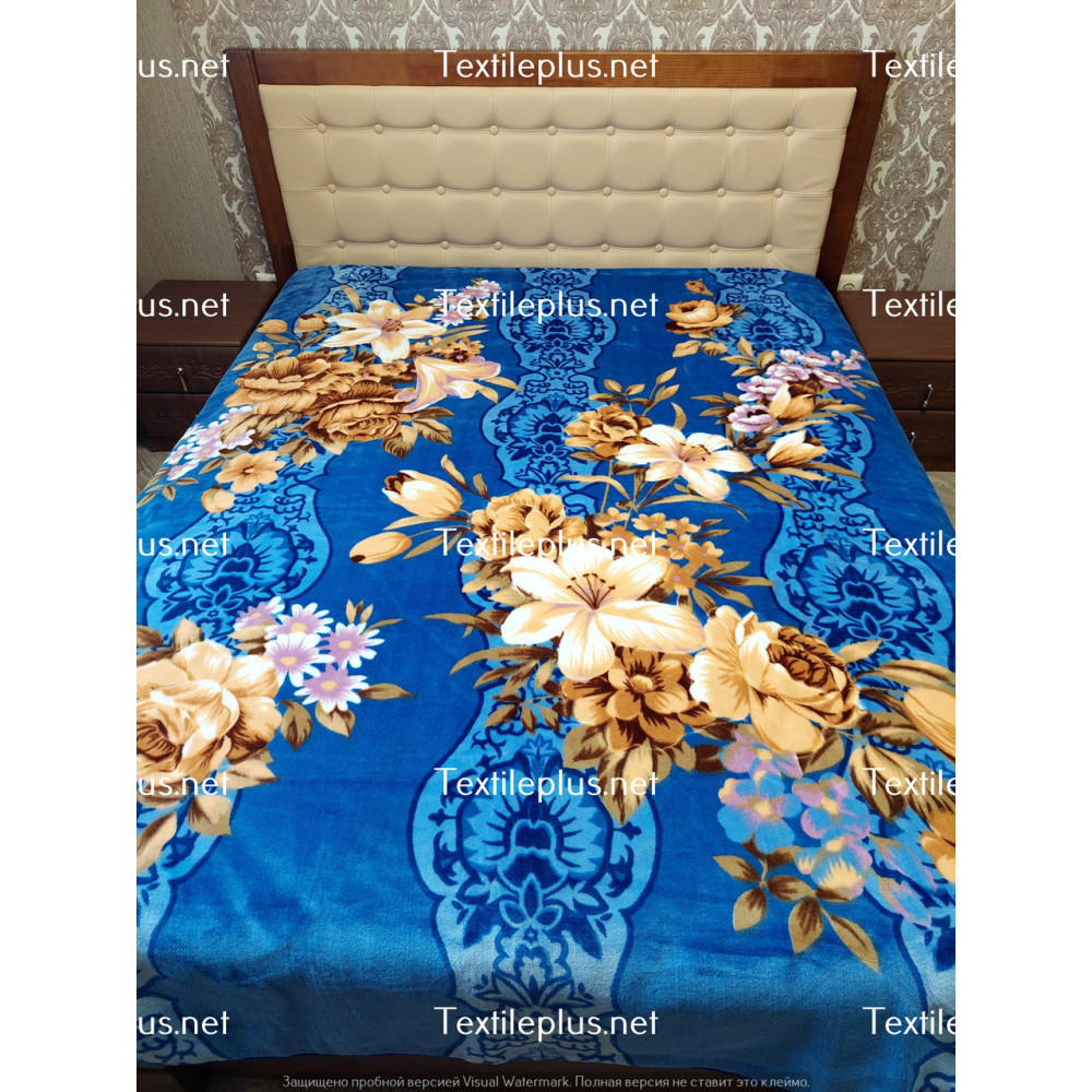 Плед - акрилова ковдра Vitas Korea Stile - Flowers Blue