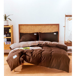 Постільна білизна двокольорова двоспальне Colorful Home Satin - Solid Color колір коричневий