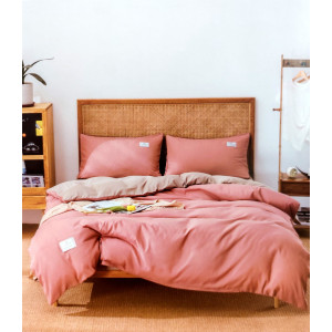 Постільна білизна двокольорова двоспальне Colorful Home Satin - Solid Color колір теракот