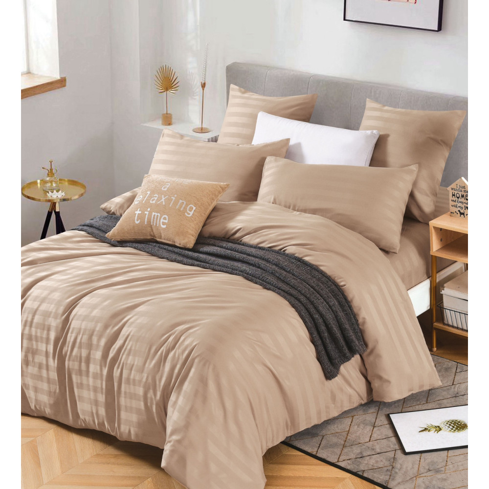 Постільна білизна Epico Stripe Satin - Євро - Beige