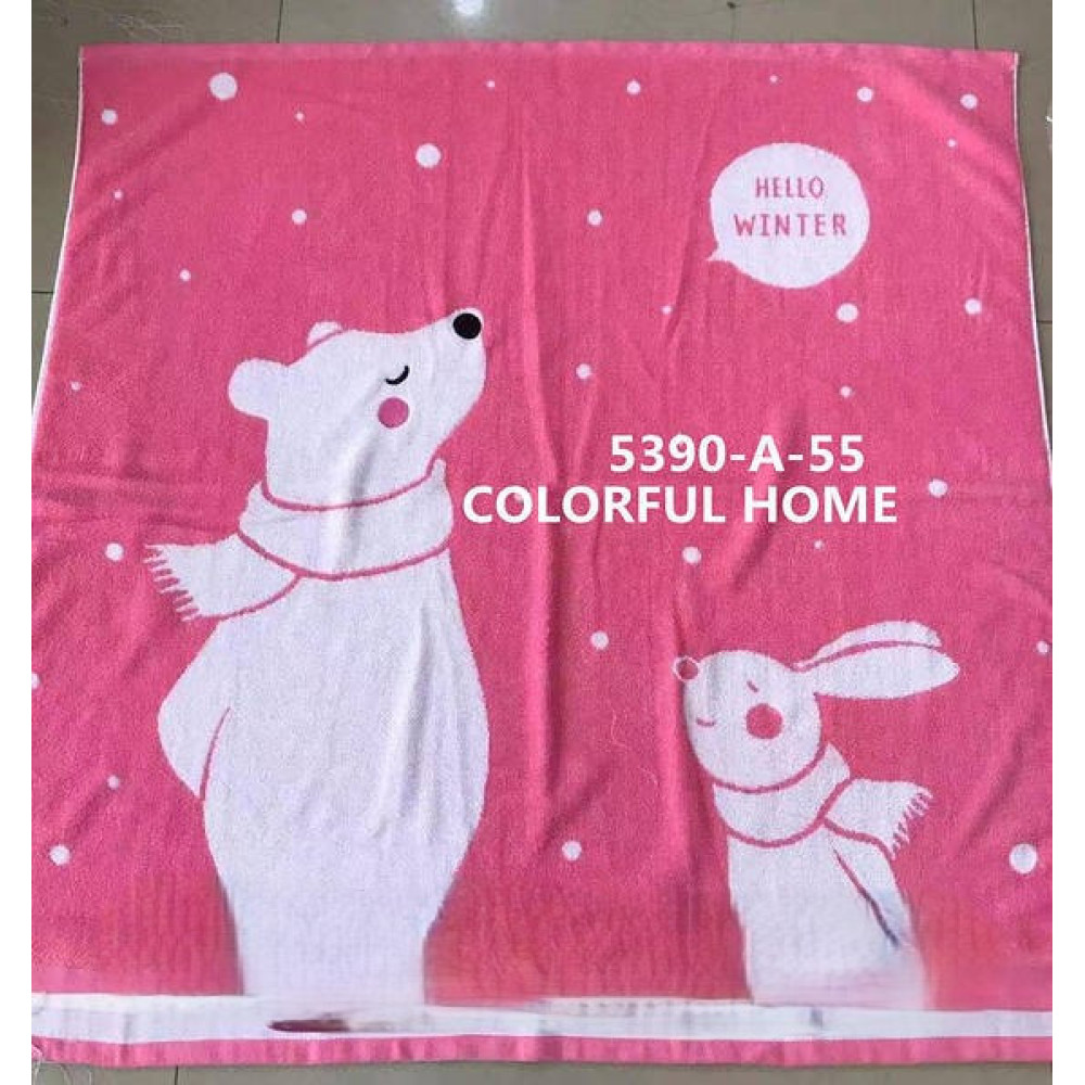 Простирадло махрове для дітей Colorful Home 110*110 - ведмедики з рожевим