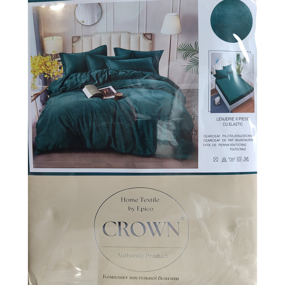 Постільна білизна Crown Satin Jusquard на резинці + 4 наволочки