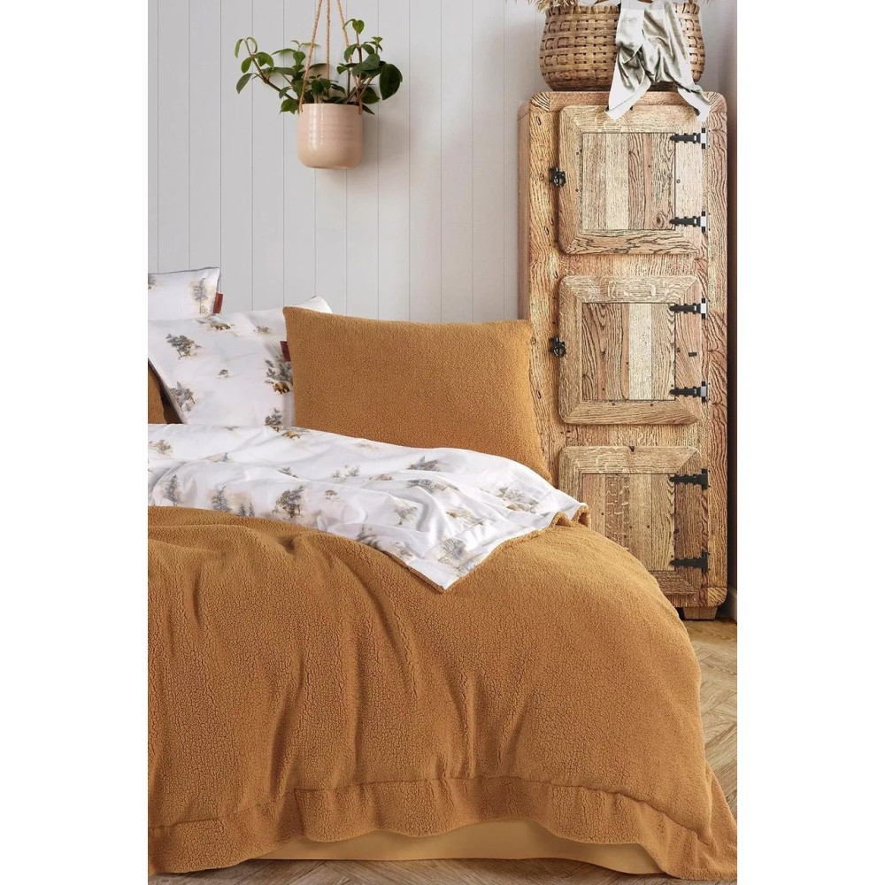 Тепла постільна білизна Istanbul Teddy- Sherwood wooden - Zerdecal - півтораспальний